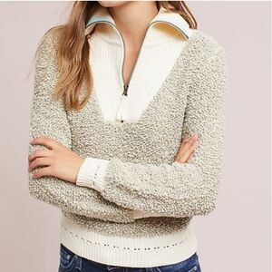 Anthropologie Moth nubby knit quarter-zip pullover sweater Size: M
